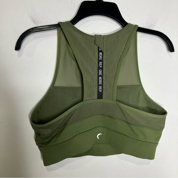ZYIA active all star bra zip up back mesh olive green women’s size large - Picture 5 of 9